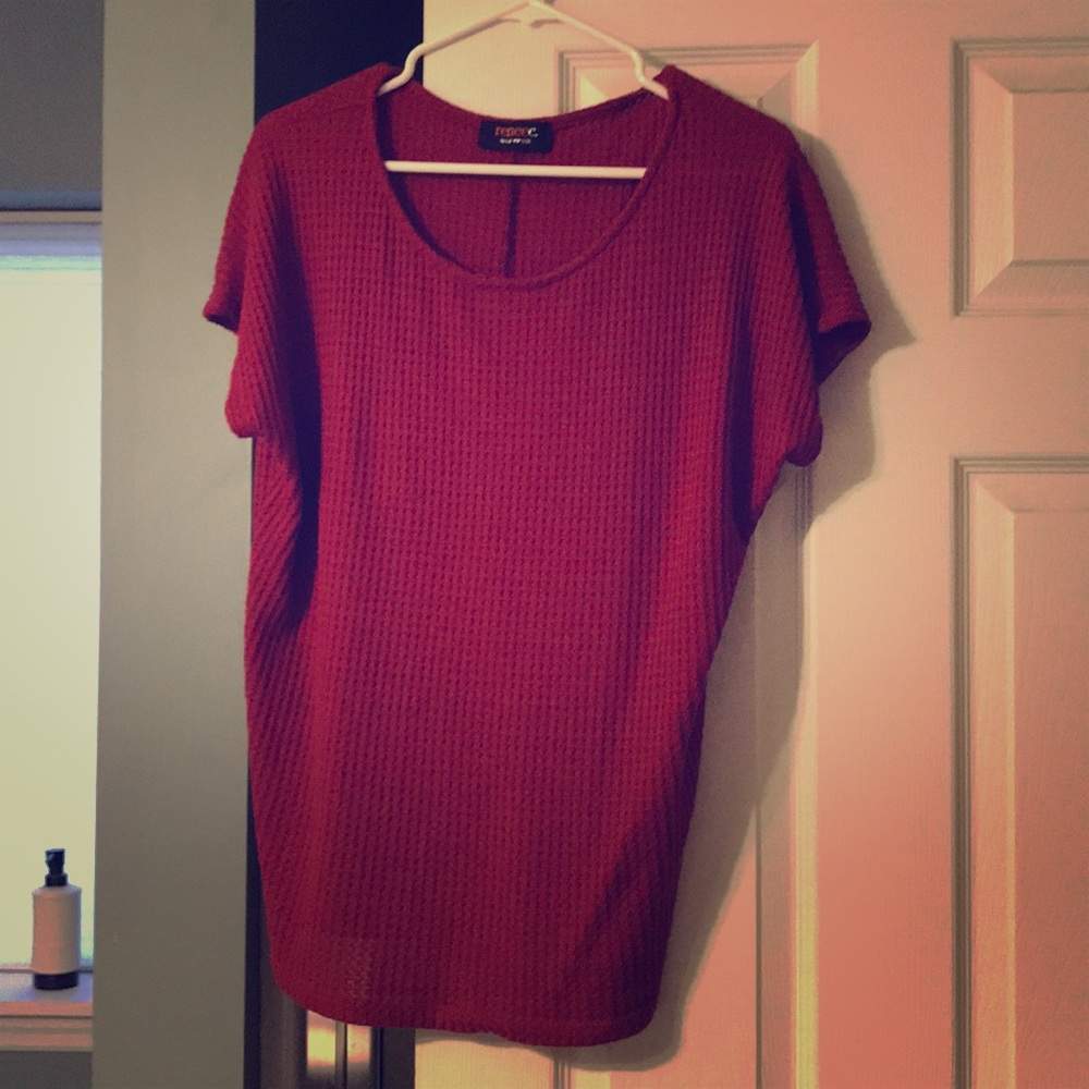Renee C deep red tunic shirt